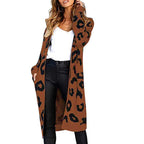 Women's Elegant Leopard Print Knit Cardigan