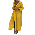 Women's Long-Sleeve Knit Coat with Hood and Pockets