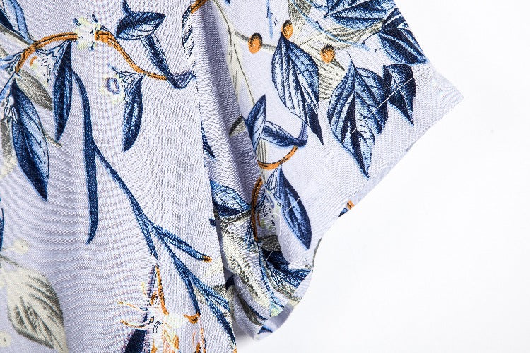Women's Short Sleeve Shirt with Floral Accents