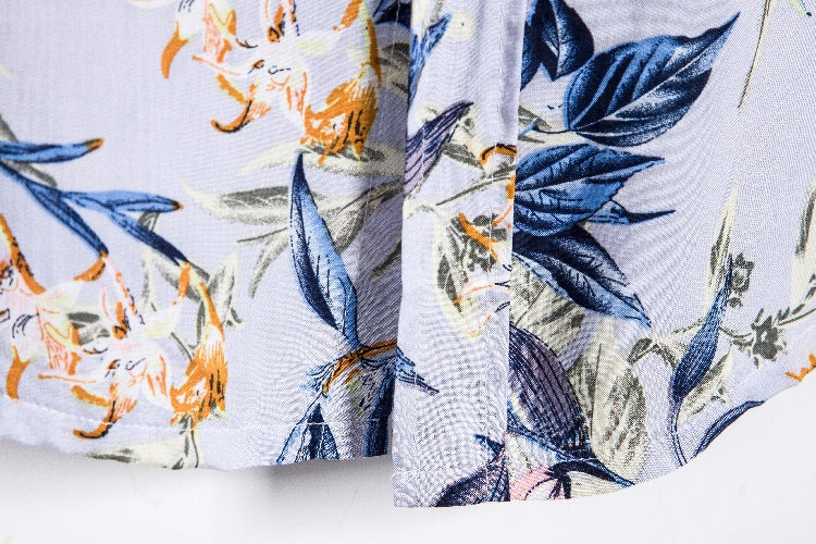 Women's Short Sleeve Shirt with Floral Accents