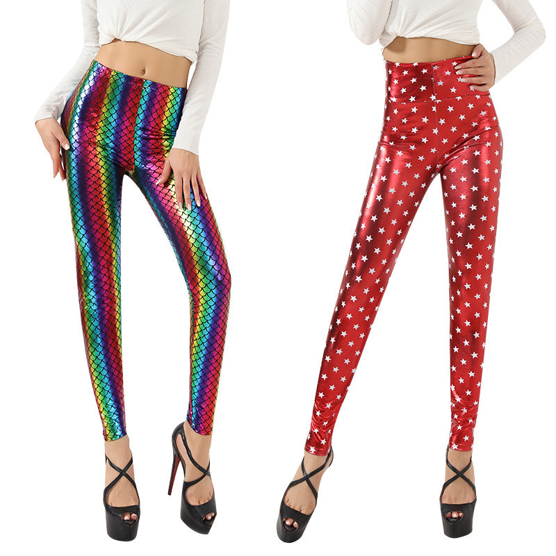 Women's Shiny Star Print Leggings