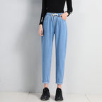 Women's Comfortable Jeans with Elastic Waist and Side Pockets