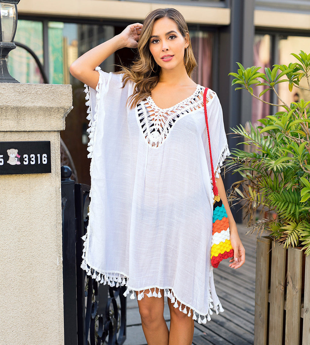 Women's Airy Kaftan with Fringe