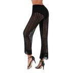 Crochet Knit Pants with Frayed Hems