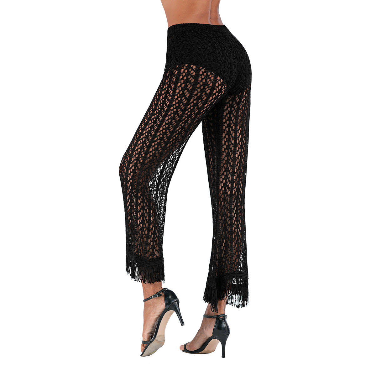 Crochet Knit Pants with Frayed Hems