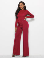 Women's Elegant and Flowing Long-Sleeve Jumpsuit