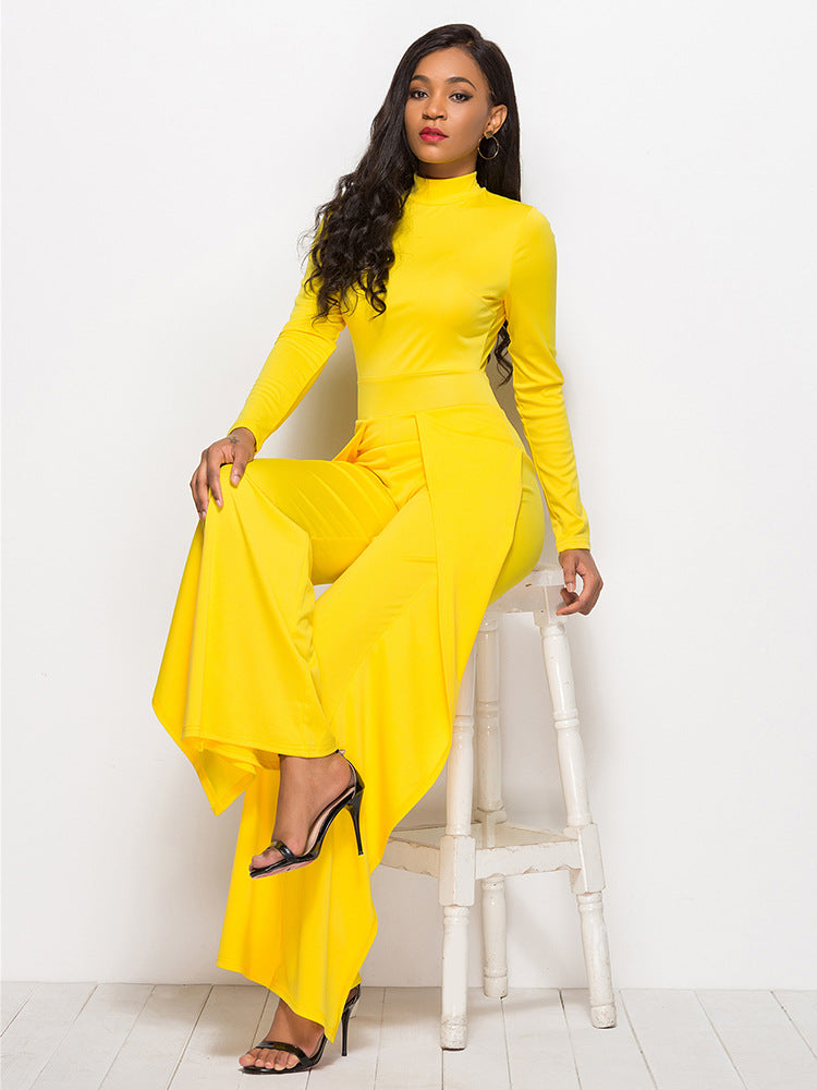 Women's Elegant and Flowing Long-Sleeve Jumpsuit