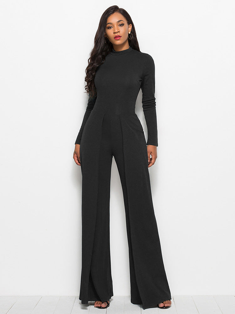 Women's Elegant and Flowing Long-Sleeve Jumpsuit