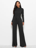 Women's Elegant and Flowing Long-Sleeve Jumpsuit