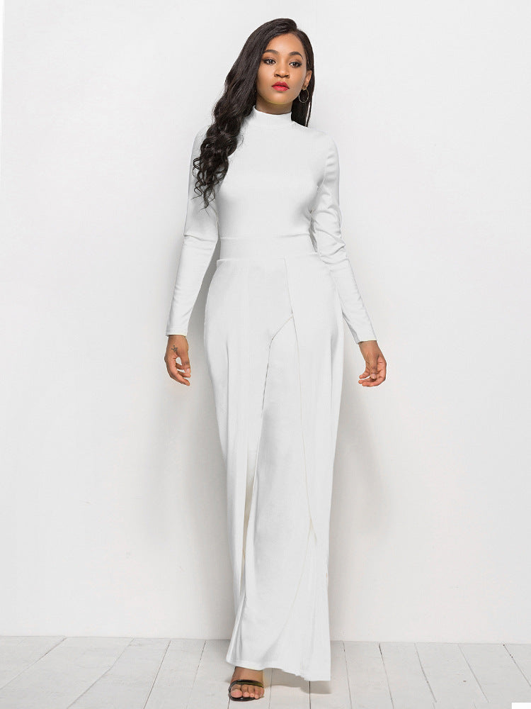 Women's Elegant and Flowing Long-Sleeve Jumpsuit