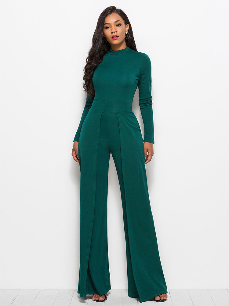 Women's Elegant and Flowing Long-Sleeve Jumpsuit