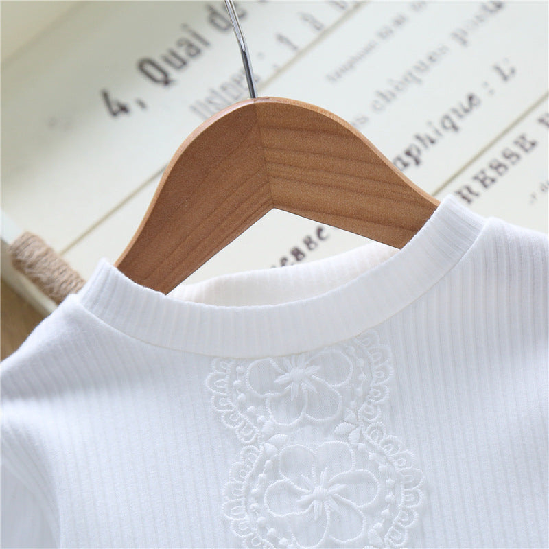 Women's Blouse with Sheer Tulle Sleeves and Fine Embroidery