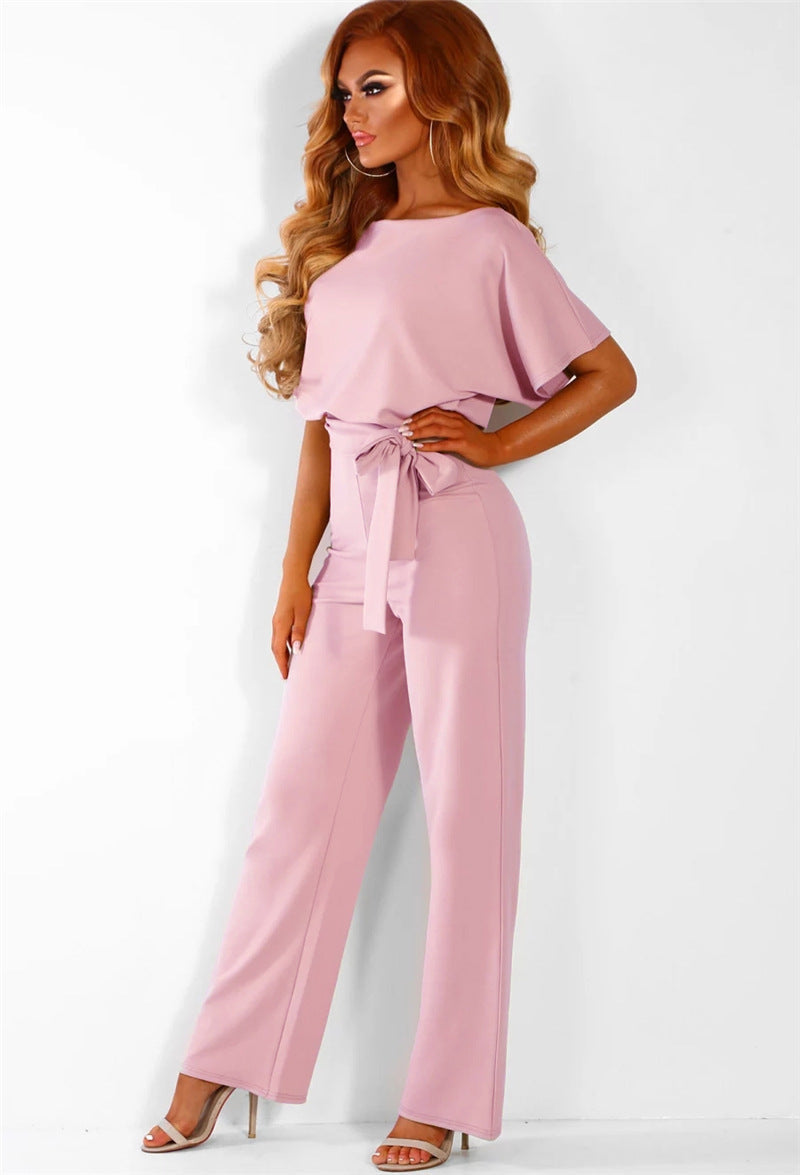 Elegant Women's Set with Flowy Blouse and Wide-Leg Trousers