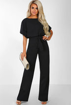 Elegant Women's Set with Flowy Blouse and Wide-Leg Trousers