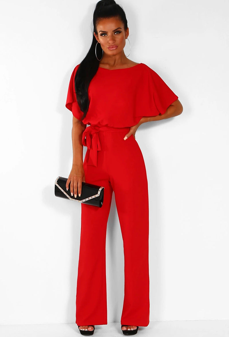 Elegant Women's Set with Flowy Blouse and Wide-Leg Trousers