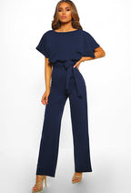 Elegant Women's Set with Flowy Blouse and Wide-Leg Trousers