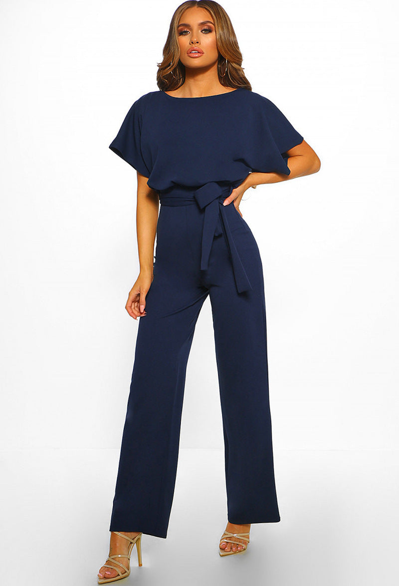 Elegant Women's Set with Flowy Blouse and Wide-Leg Trousers
