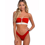 Women's Bandeau Bikini with Knot Detail and High Leg Cut
