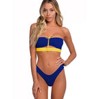 Women's Bandeau Bikini with Knot Detail and High Leg Cut