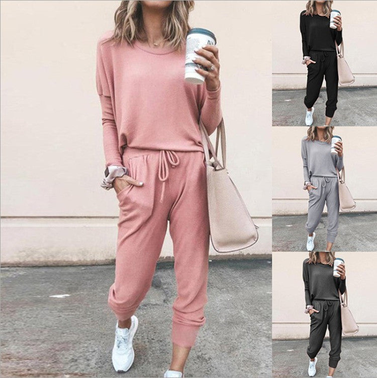Women's Comfortable Jumpsuit with Fashionable Round Neck and Adjustable Waist