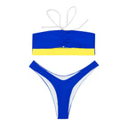 Women's Bandeau Bikini with Knot Detail and High Leg Cut
