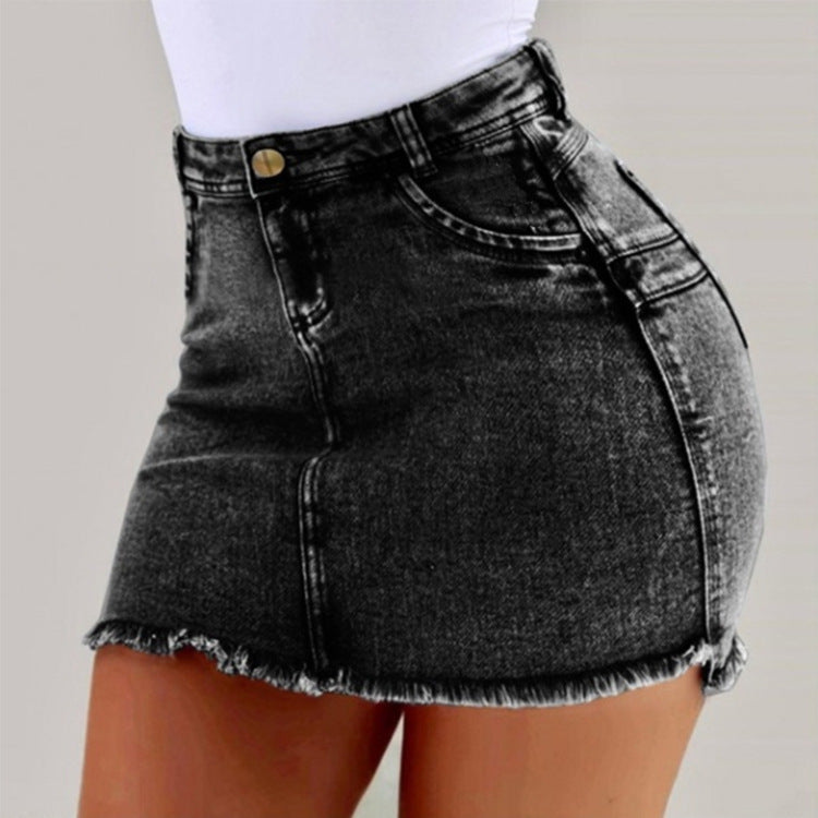 Denim Mini Skirt with Asymmetrical Hem