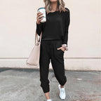 Women's Comfortable Jumpsuit with Fashionable Round Neck and Adjustable Waist