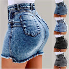 Denim Mini Skirt with Asymmetrical Hem
