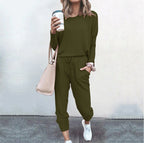 Women's Comfortable Jumpsuit with Fashionable Round Neck and Adjustable Waist