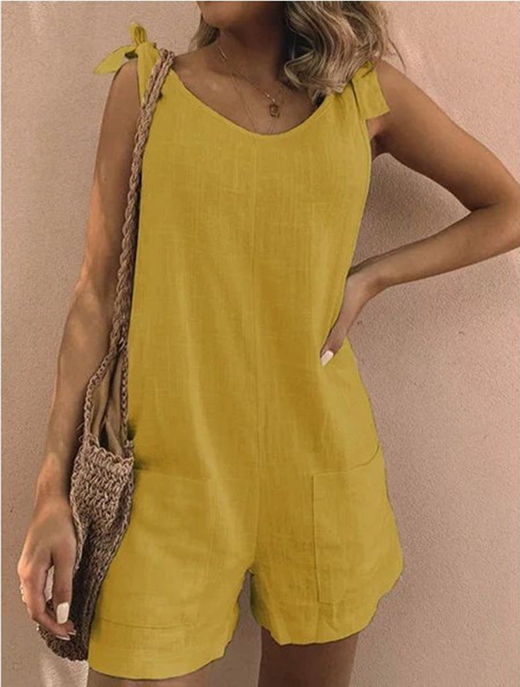 Women's Jumpsuit with Pockets and Adjustable Shoulder Straps