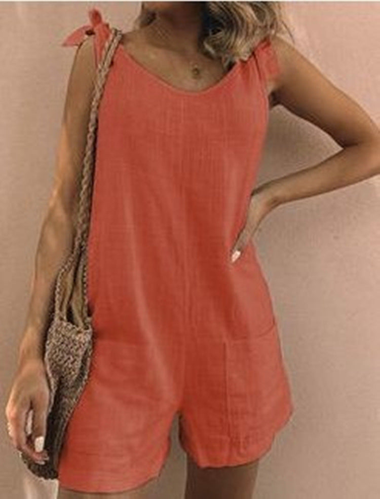 Women's Jumpsuit with Pockets and Adjustable Shoulder Straps