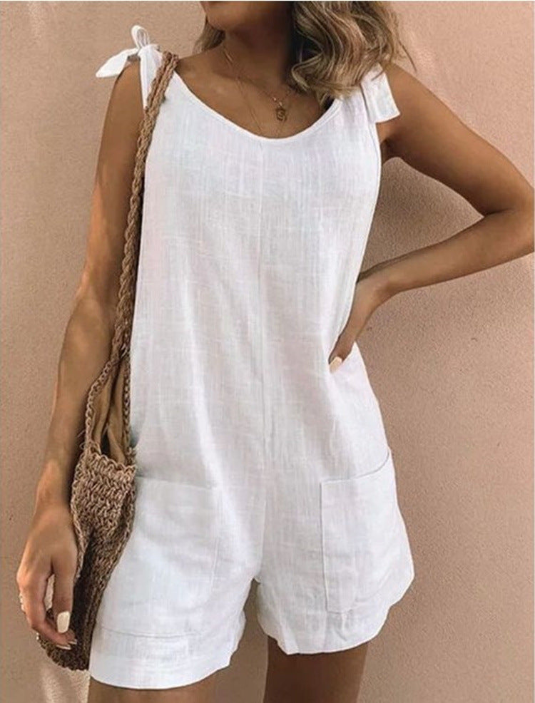 Women's Jumpsuit with Pockets and Adjustable Shoulder Straps