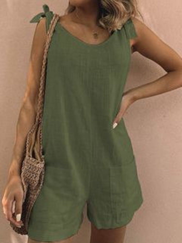 Women's Jumpsuit with Pockets and Adjustable Shoulder Straps