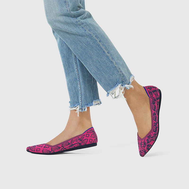 Women's Ballet Flats with Eye-Catching Snake Print