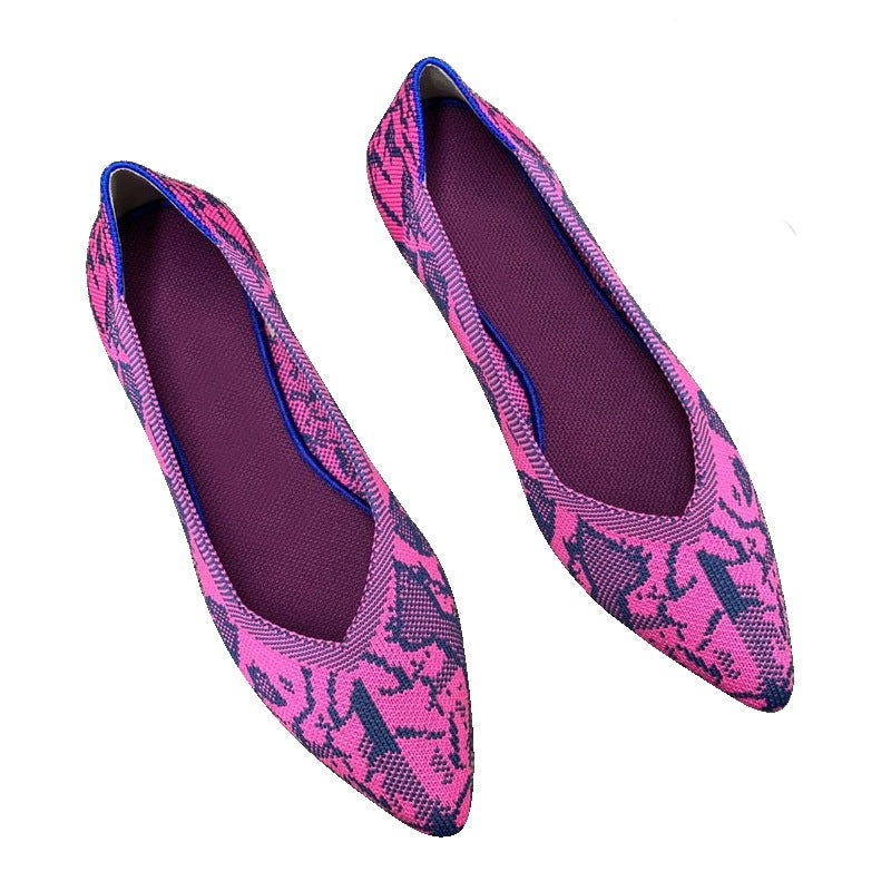 Women's Ballet Flats with Eye-Catching Snake Print
