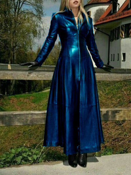 Elegant Maxi Dress with Textured Zipper and Shimmering Finish