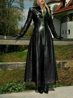 Elegant Maxi Dress with Textured Zipper and Shimmering Finish
