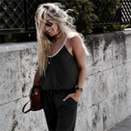 Women's Casual Jumpsuit with Thin Straps and Pockets