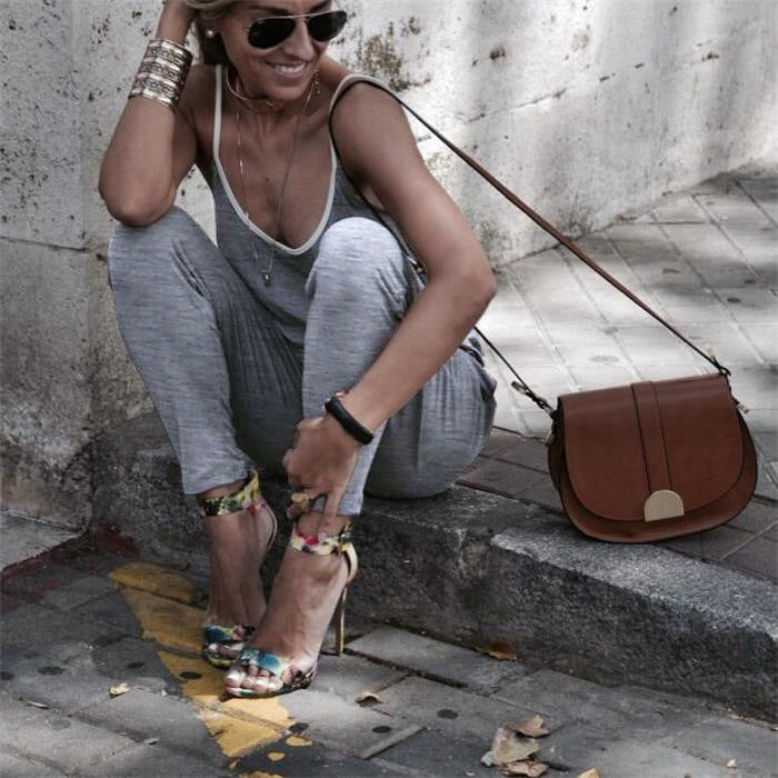 Women's Casual Jumpsuit with Thin Straps and Pockets