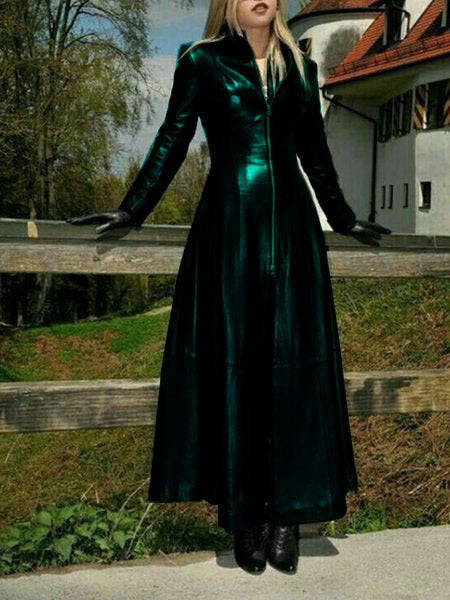 Elegant Maxi Dress with Textured Zipper and Shimmering Finish