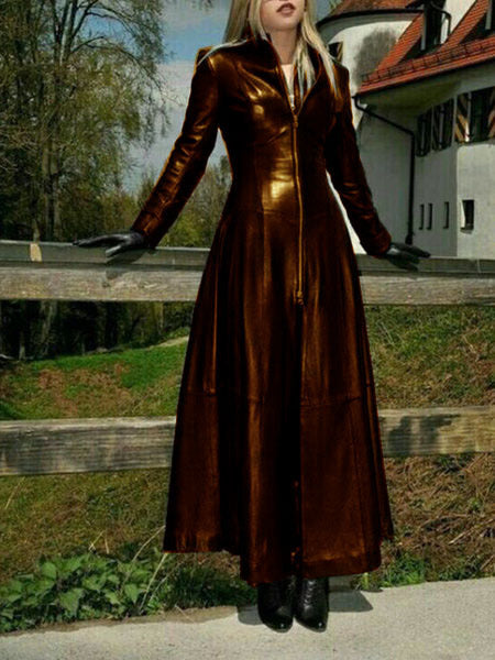 Elegant Maxi Dress with Textured Zipper and Shimmering Finish