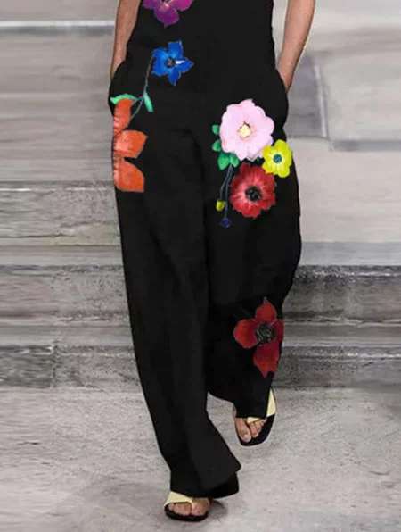 Elegant Jumpsuit with Colorful Floral Embroidery