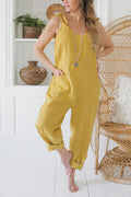 Women's Casual Jumpsuit with Adjustable Straps and Pockets