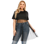 Women's Fashionable Mesh Top with Integrated Skirt