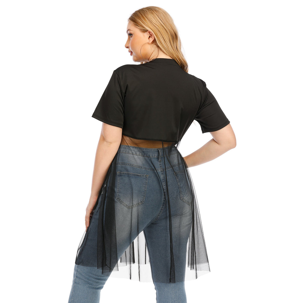 Women's Fashionable Mesh Top with Integrated Skirt