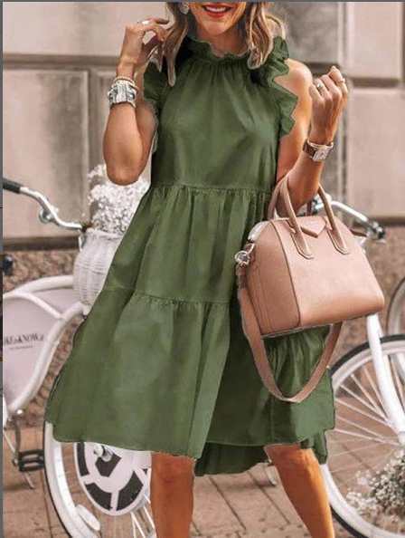 Women's Detailed Ruffled Strap Dress
