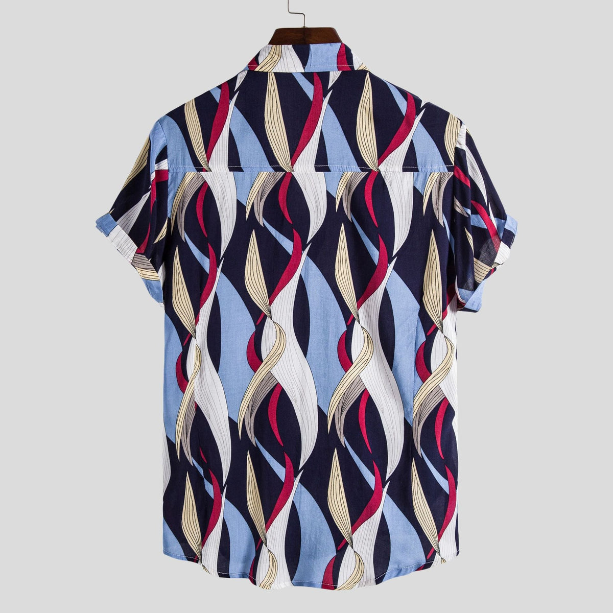 Women's Short-Sleeve Shirt with Creative Wave Pattern and Airy Fit