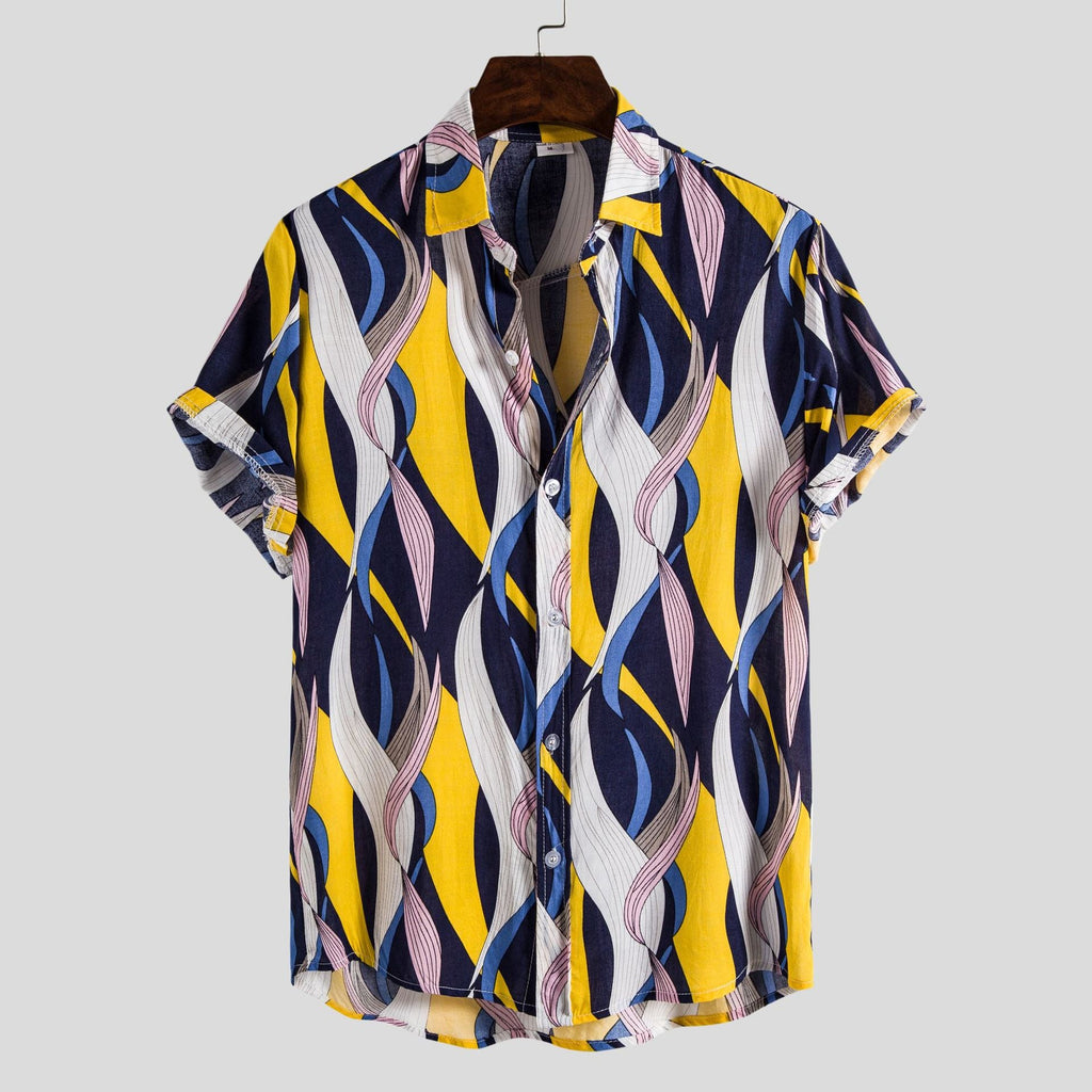 Women's Short-Sleeve Shirt with Creative Wave Pattern and Airy Fit