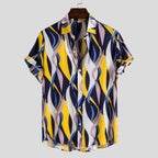 Women's Short-Sleeve Shirt with Creative Wave Pattern and Airy Fit
