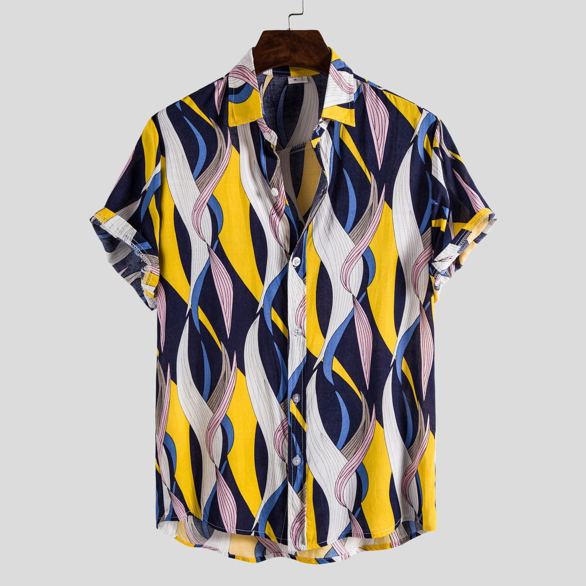 Women's Short-Sleeve Shirt with Creative Wave Pattern and Airy Fit